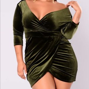 Olive Velvet FN Mini Dress
